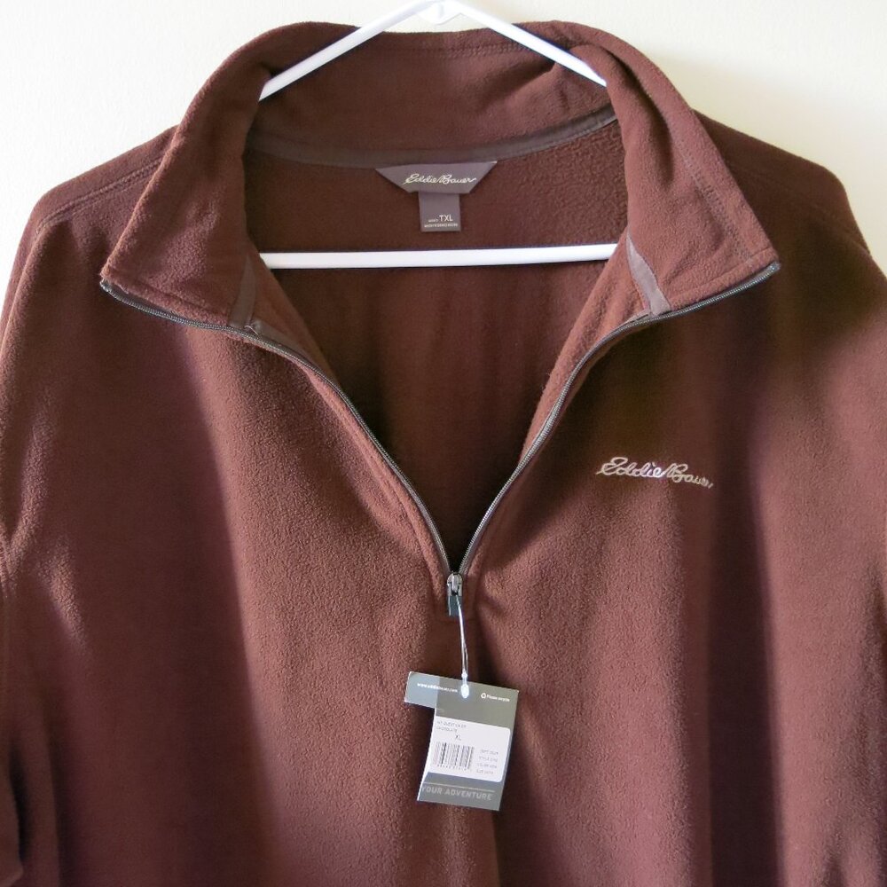 Eddie Bauer Men's MT Quest 1/4 Zipper Chocolate Microfleece Jacket size XL